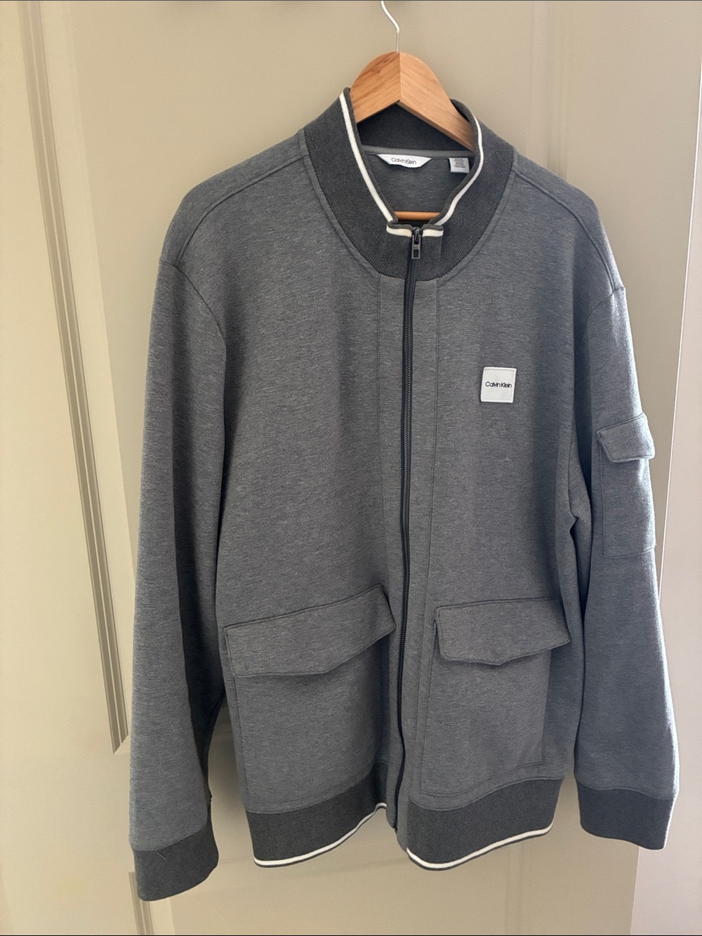 Calvin Klein Charcoal Gray Zip-Up Bomber